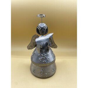Punched Tinware Angel Figurine 9” Topper Holding Cat Signed Lindsay Roberts 94